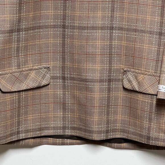 New Pendleton Tan Plaid Virgin Wool 3/4 Sleeve Womens Top Sz 14 - Picture 4 of 7
